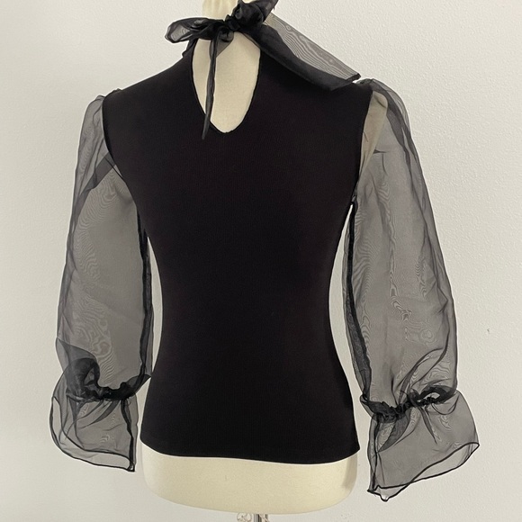 tinywillow Black Top with Sheer Sleeves XS - Picture 4 of 9